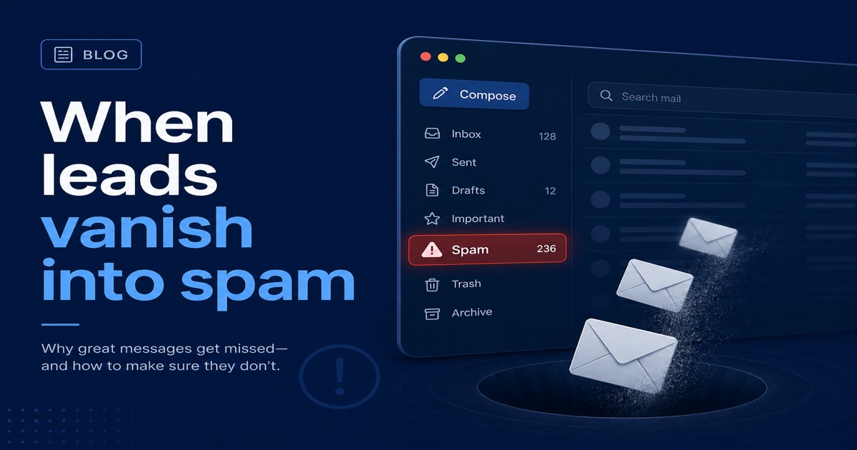 Email client showing messages in the spam folder