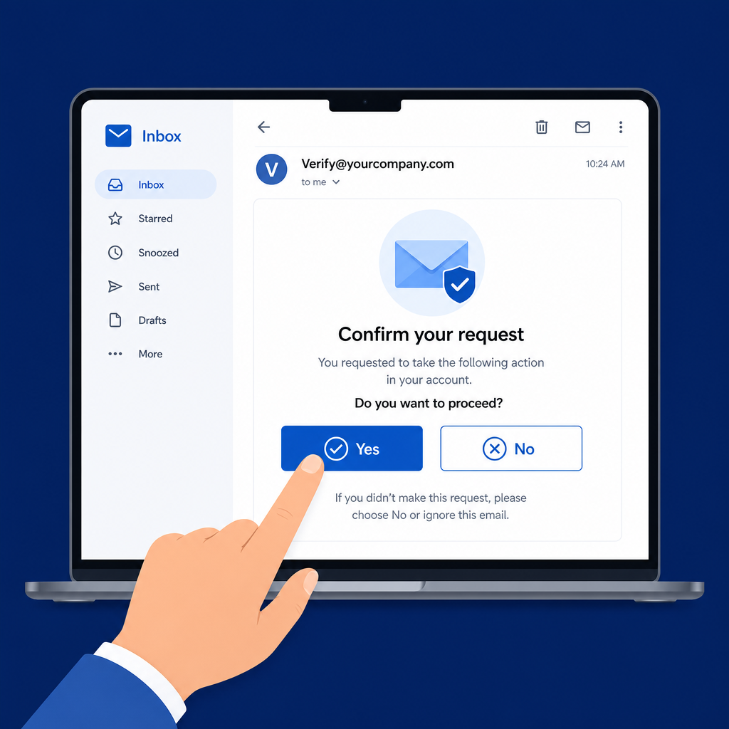 Team member confirming yes or no in inbox